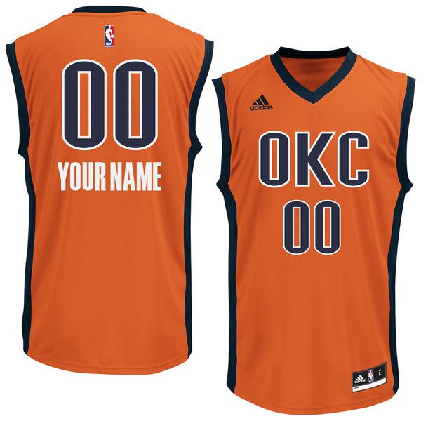 Men Oklahoma City Thunder Adidas Orange Custom Alternate NBA Jersey